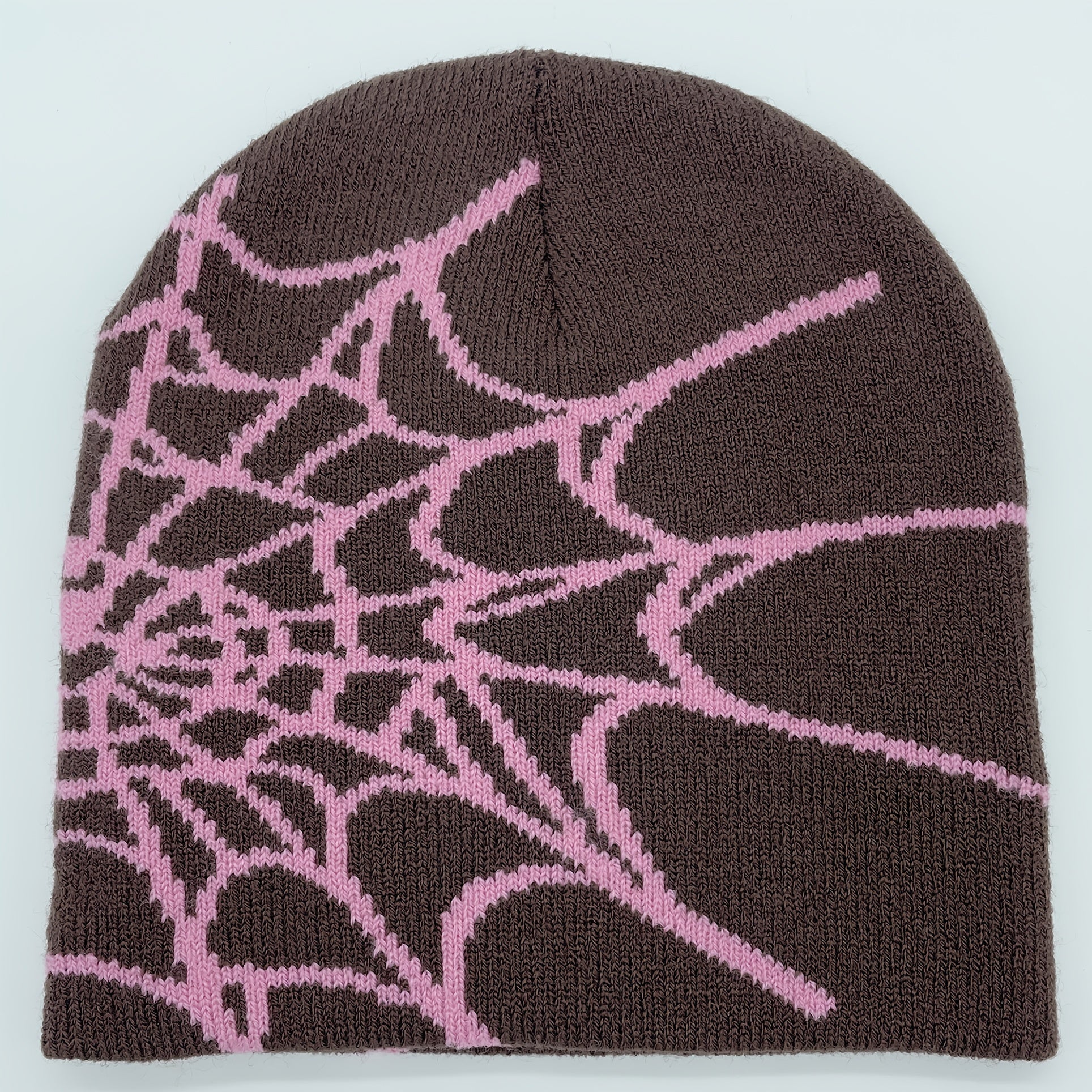 Foxeve Unisex Plain Color Slouchy Knitted Beanie Hat With Spider Web Embroidery For Autumn And Winter Christmas Gift