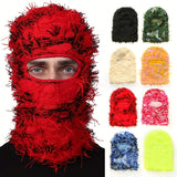 Foxeve Distressed Balaclava Ski Mask, Knitted Full Face Mask Windproof Neck, Beanie Cap, Warmer for Men Women